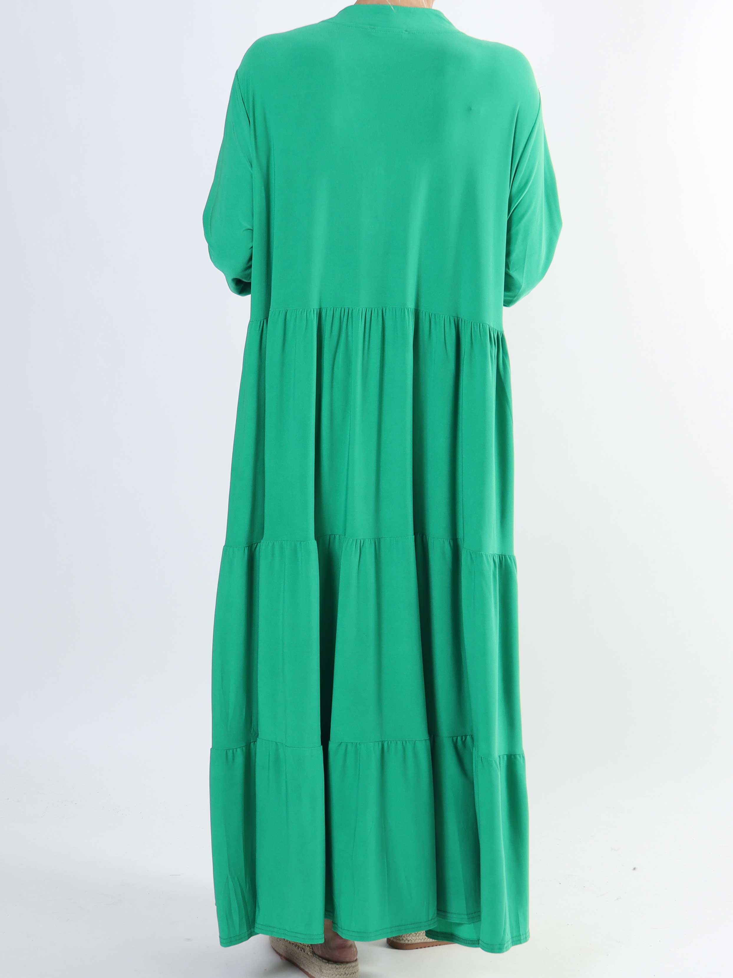 Milano Plain - Lang ensfarvet plus size kjole med lag på lag look